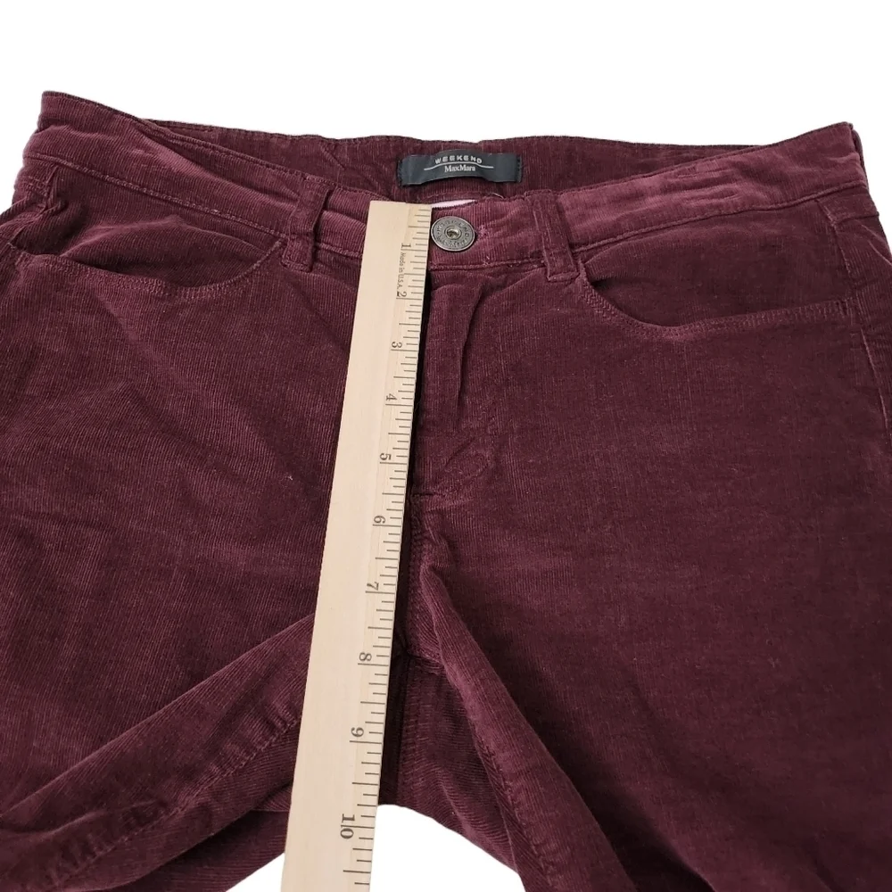 Max Mara Pants Womens 6 Burgundy‎ Corduroy Stretch Leggings Fit Weekend